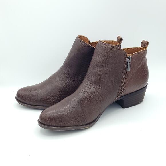 Lucky Brand Basel Reishi Snake Print Leather Booties brown women's size 9.5 - Picture 4 of 10